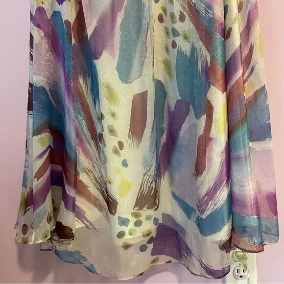 B Darlin Prom Dress Size 9 10 Halter Beaded Satin Maxi Purple Blue Chiffon - Picture 5 of 11